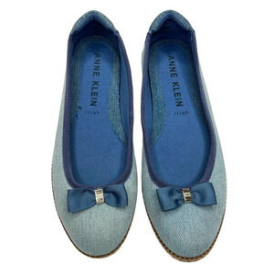 Anne Klein iFlex Emerald Denim Ballet Flats Sz. 6